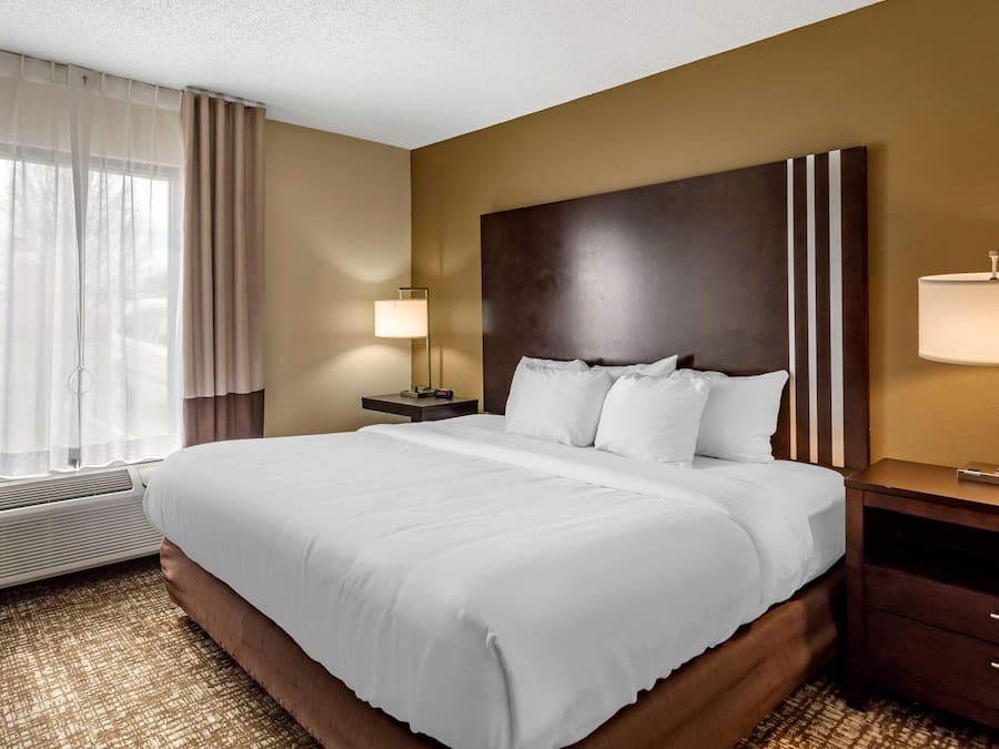 Ropa de cama de alta calidad, caja fuerte, escritorio y cortinas opacas