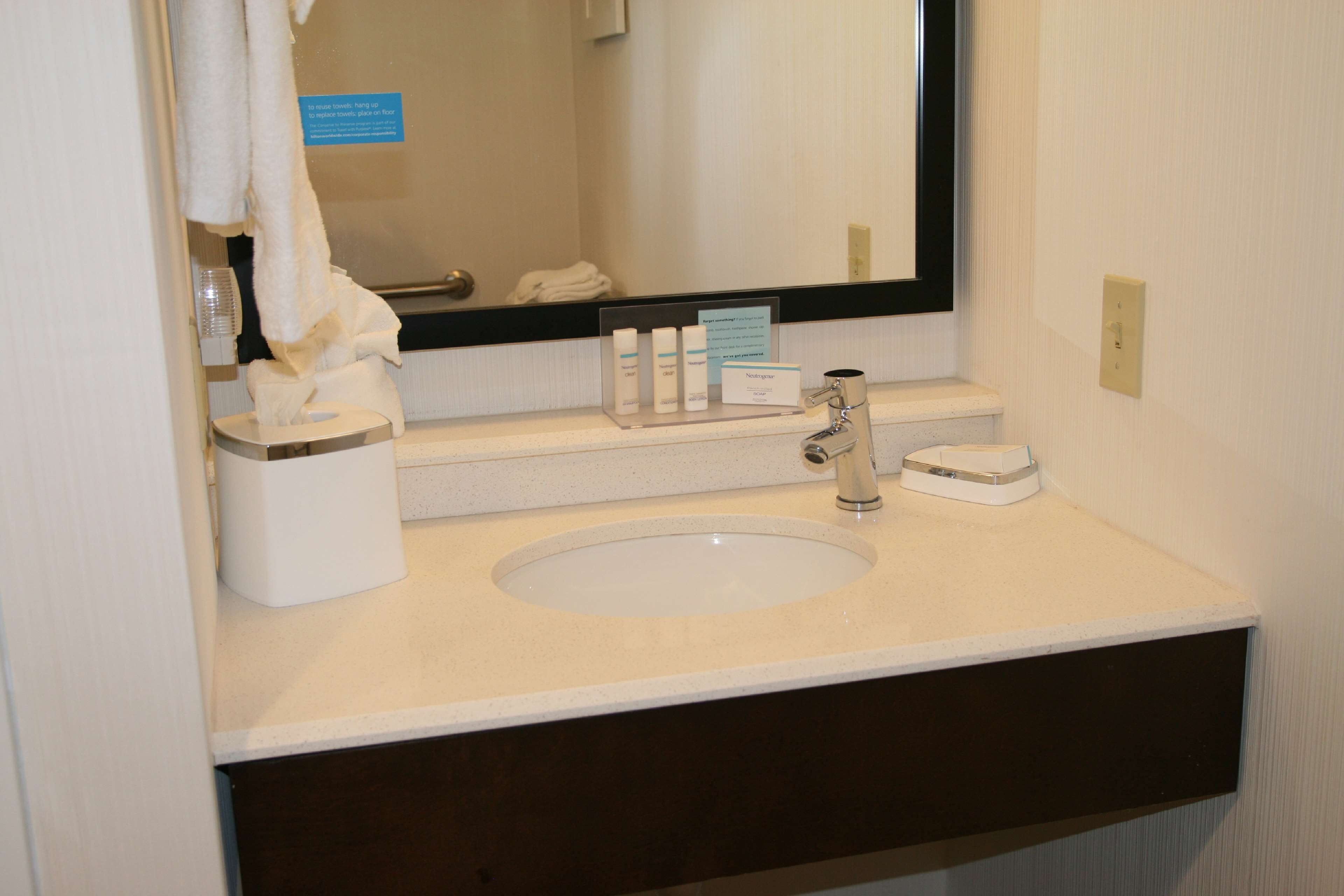 free toiletries, hair dryer, towels