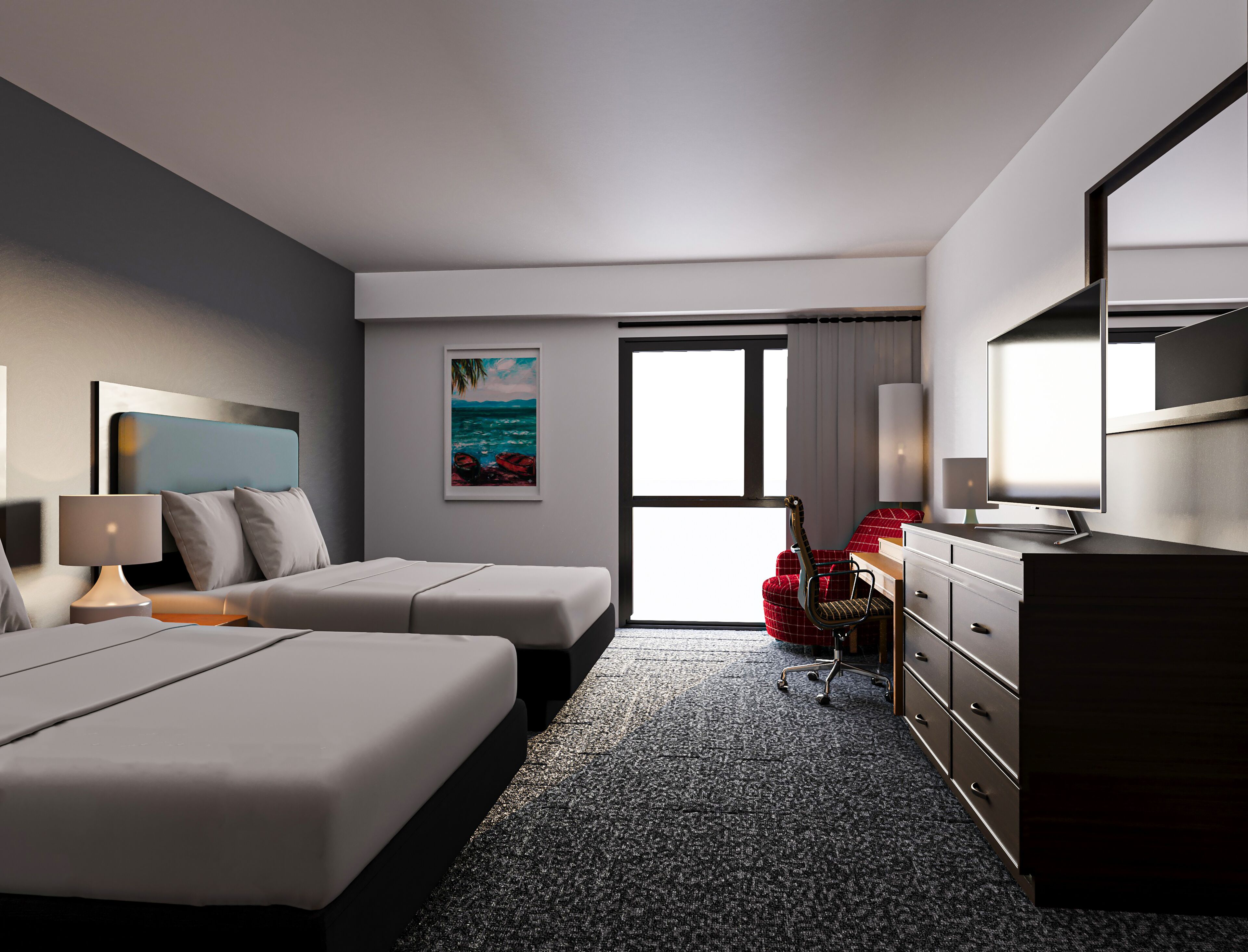 Standard Room, 2 Queen Beds | In-room safe, desk, laptop workspace, iron/ironing board