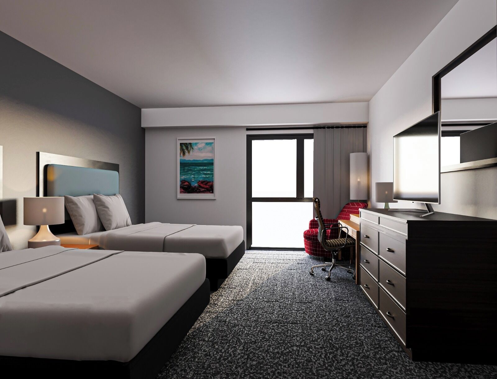 標準客房, 2 張加大雙人床 | 房內夾萬、書桌、手提電腦工作空間、熨斗/熨衫板