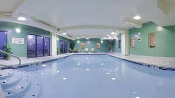 Indoor pool, open 7:00 AM to 11:00 PM, sun loungers, lifeguards on site