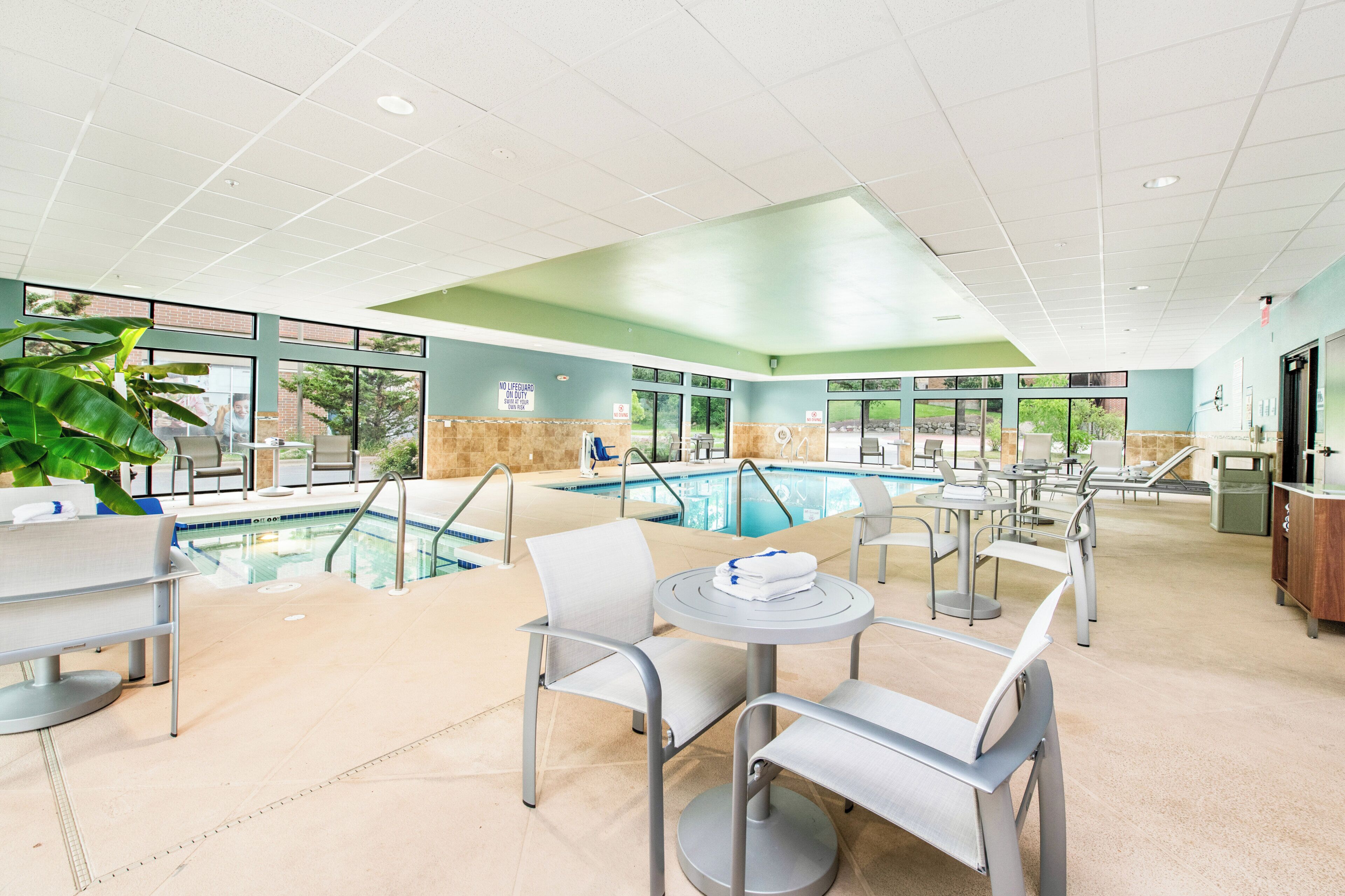 Indoor pool, open 6 AM to 11:00 PM, sun loungers