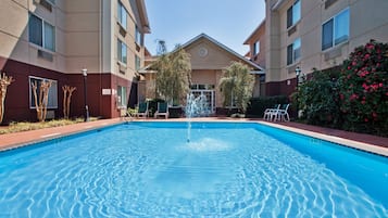 Outdoor pool, sun loungers