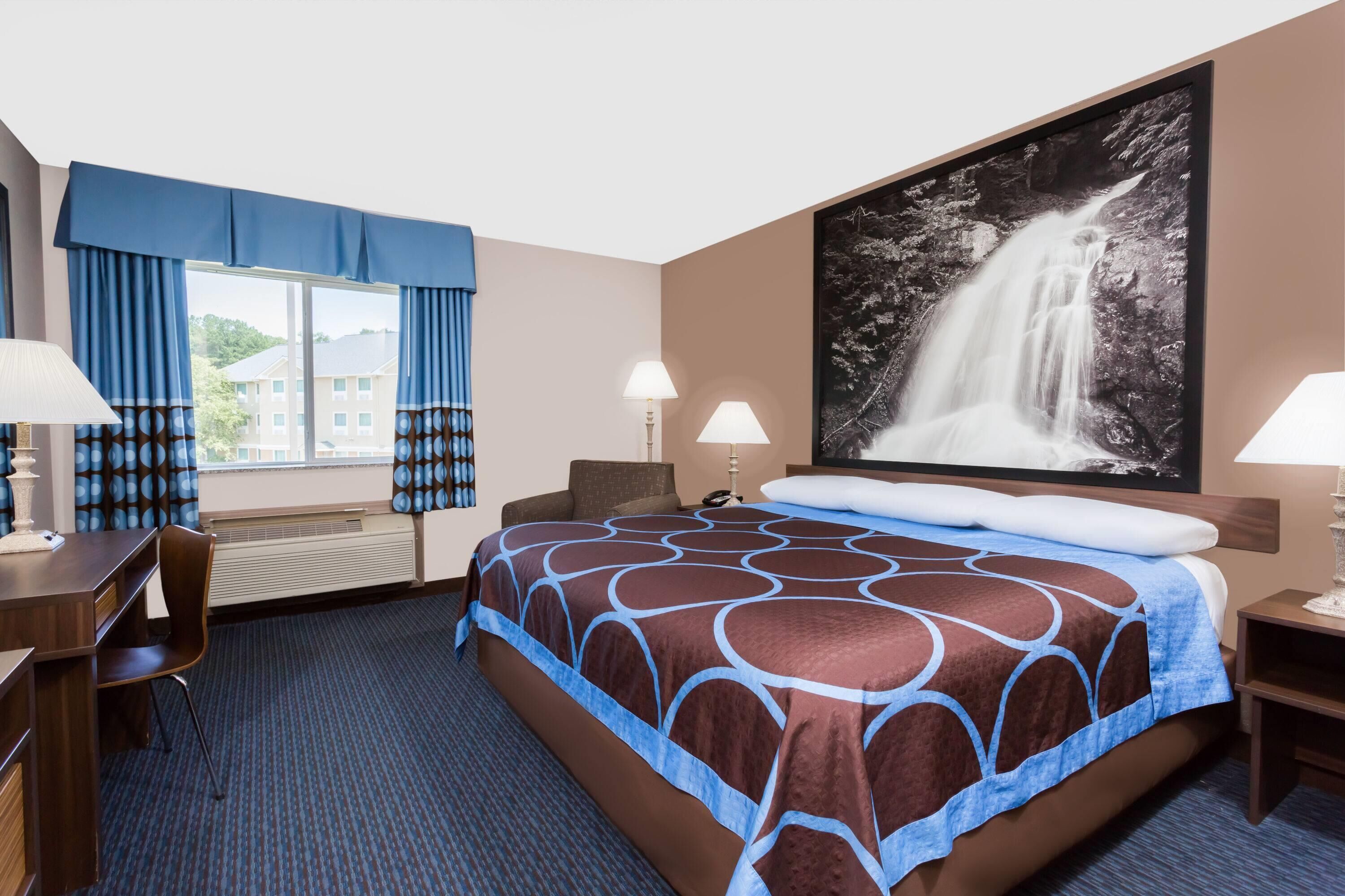 Desk, blackout curtains, iron/ironing board, free cots/infant beds