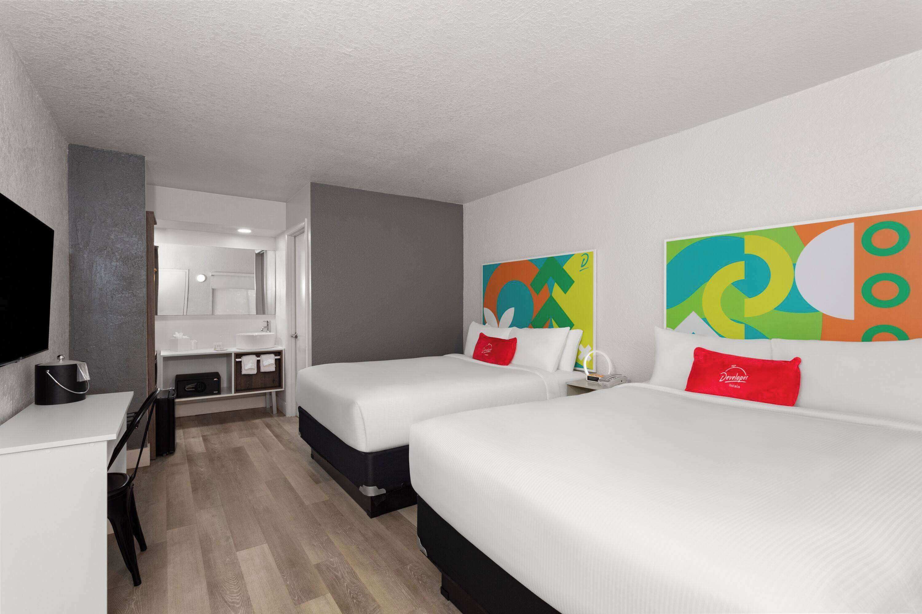 Room, 2 Queen Beds, Non Smoking | Egyptian cotton sheets, premium bedding, in-room safe, desk