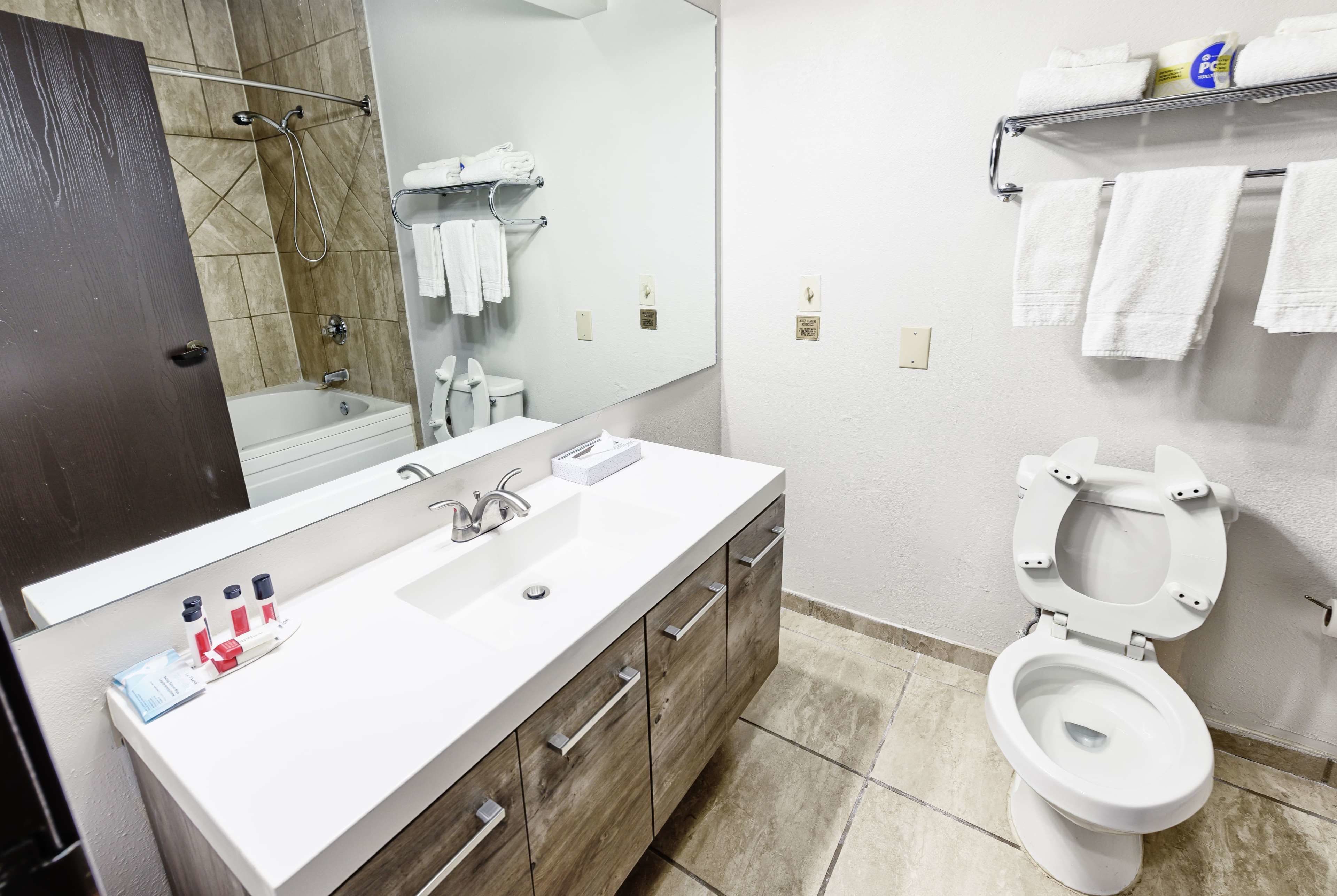 deluxe room, 1 king bed, non smoking, jetted tub | bathroom | combined shower/bathtub, free toiletries, hair dryer, towels