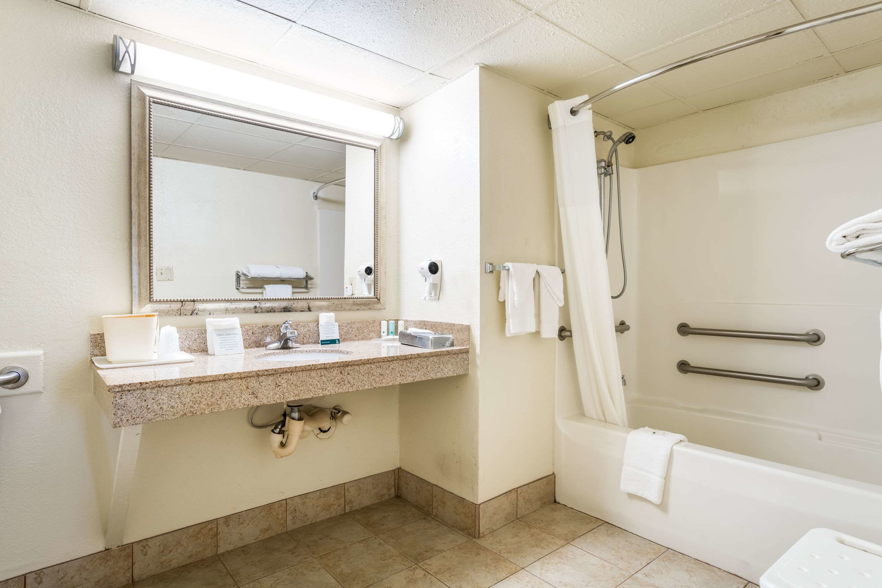 Hair dryer, towels