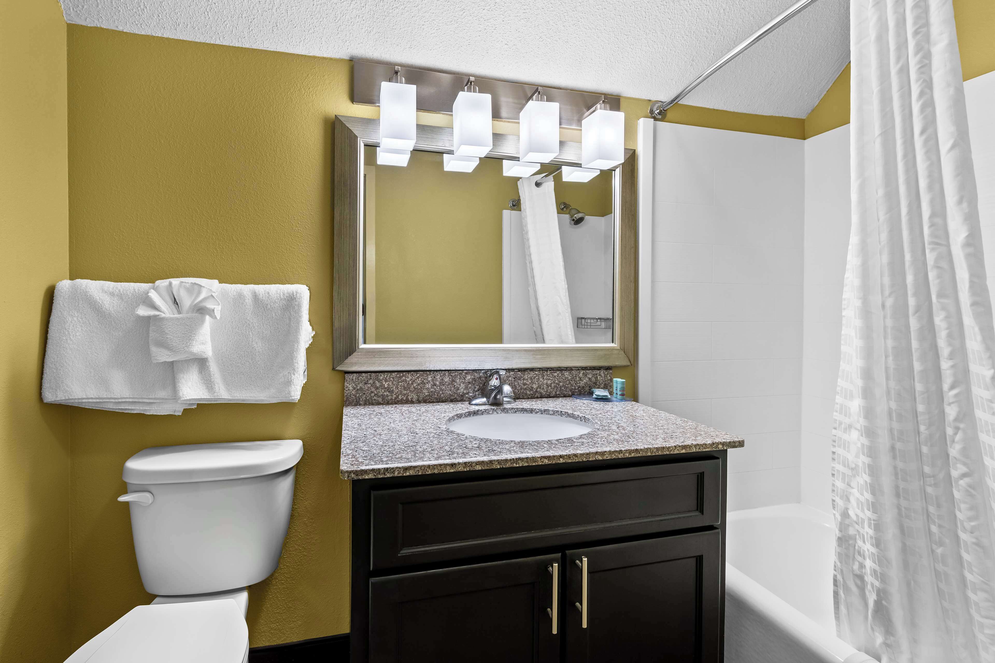 standard room, 1 king bed with sofa bed, non smoking, refrigerator & microwave (with sofabed) | bathroom | free toiletries, hair dryer, towels