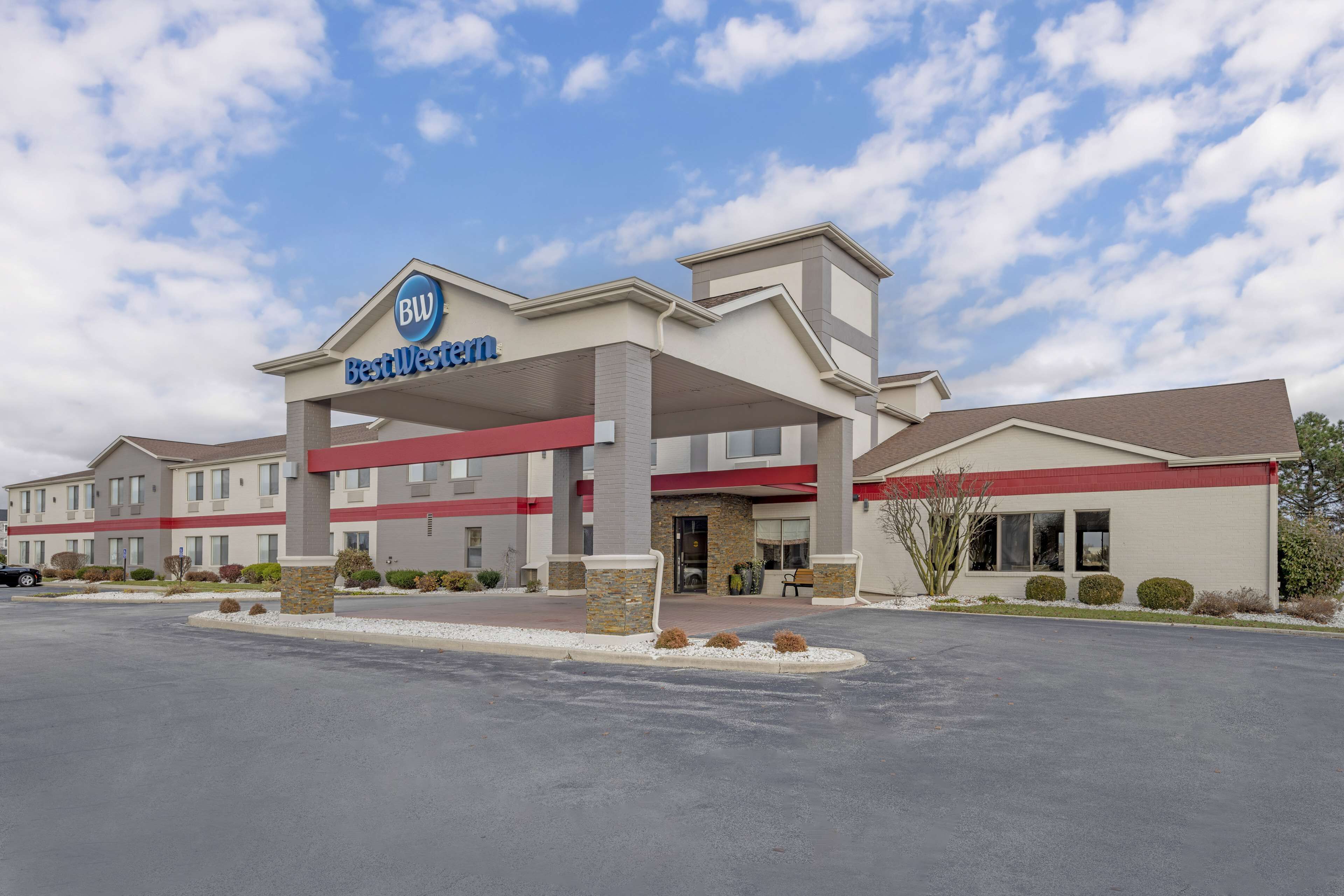 A Best Western hotel with a modern design, featuring a central entrance and multiple windows.