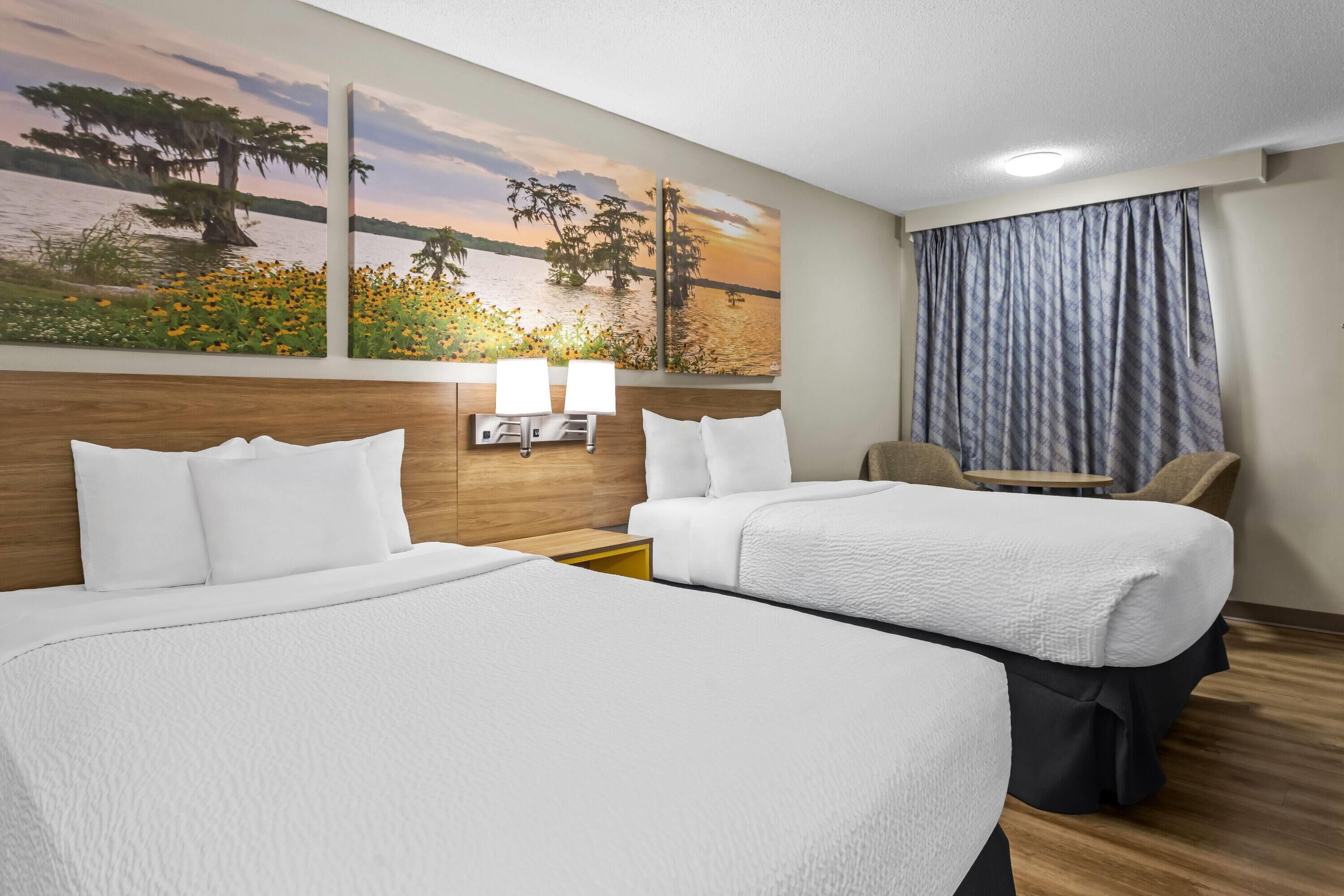 Desk, blackout curtains, free cots/infant beds, rollaway beds