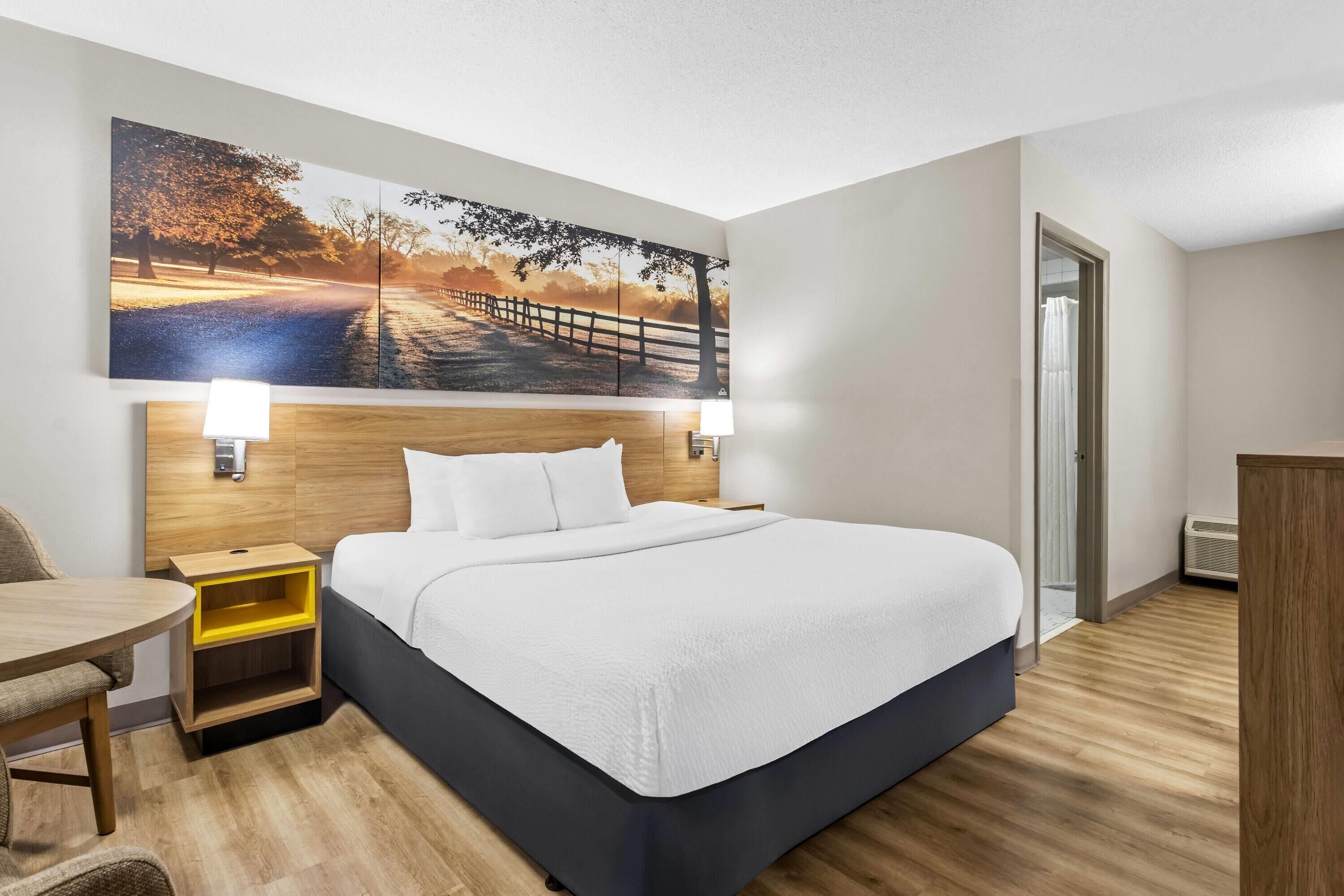 Desk, blackout curtains, free cots/infant beds, rollaway beds