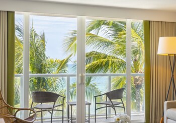 Hotel room view looking out at Amara Cay Resort