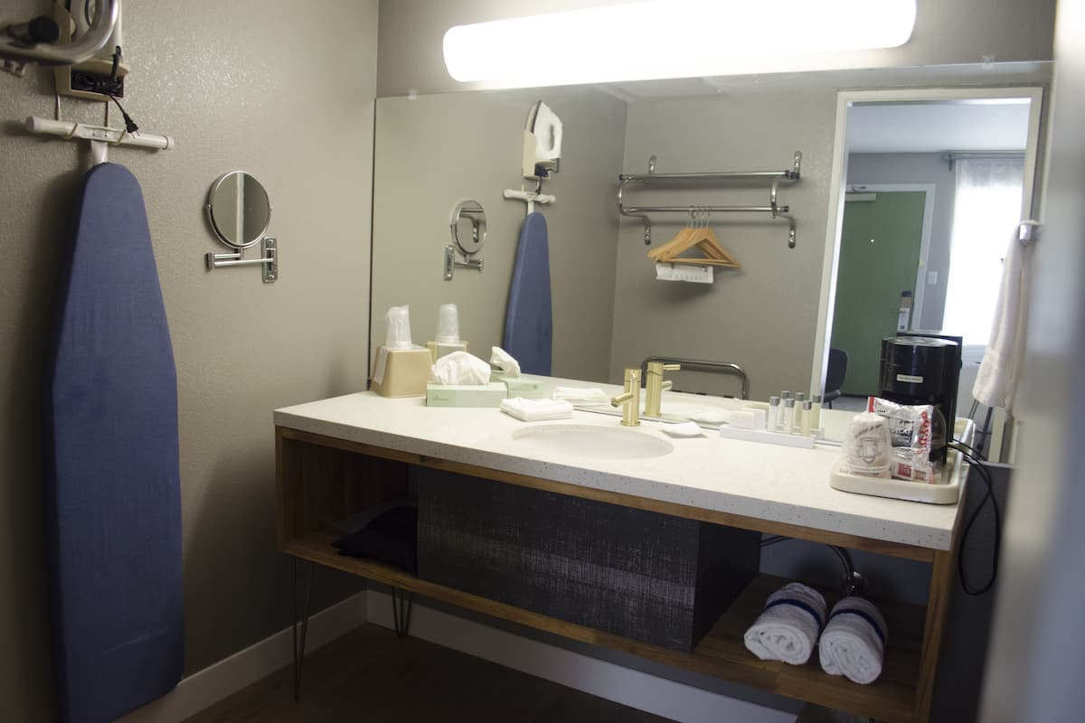 premium room, 1 king bed | bathroom | free toiletries, hair dryer, towels