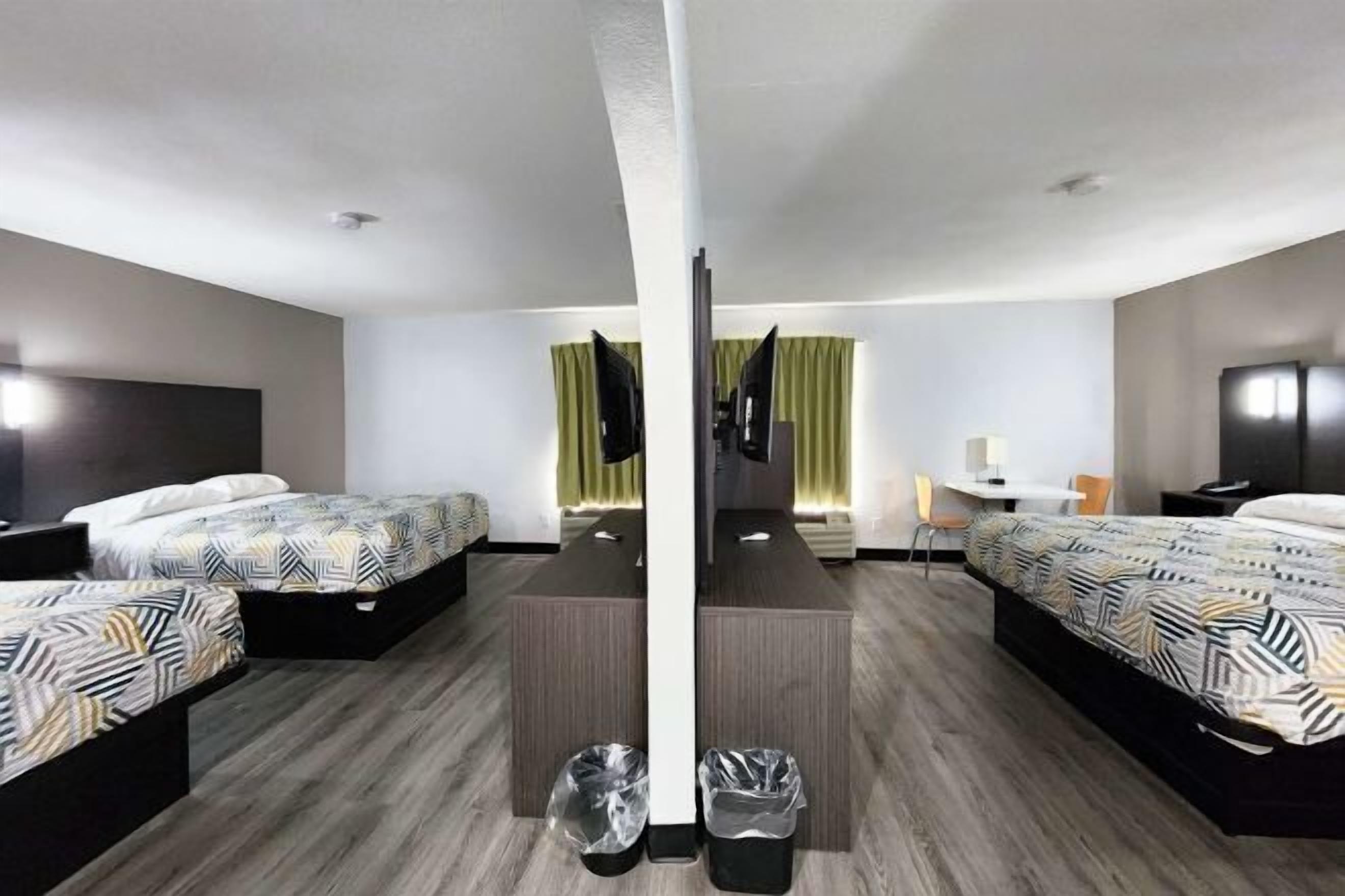 Premium bedding, desk, laptop workspace, free WiFi