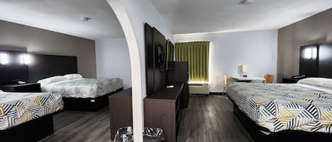 Premium bedding, desk, laptop workspace, free WiFi