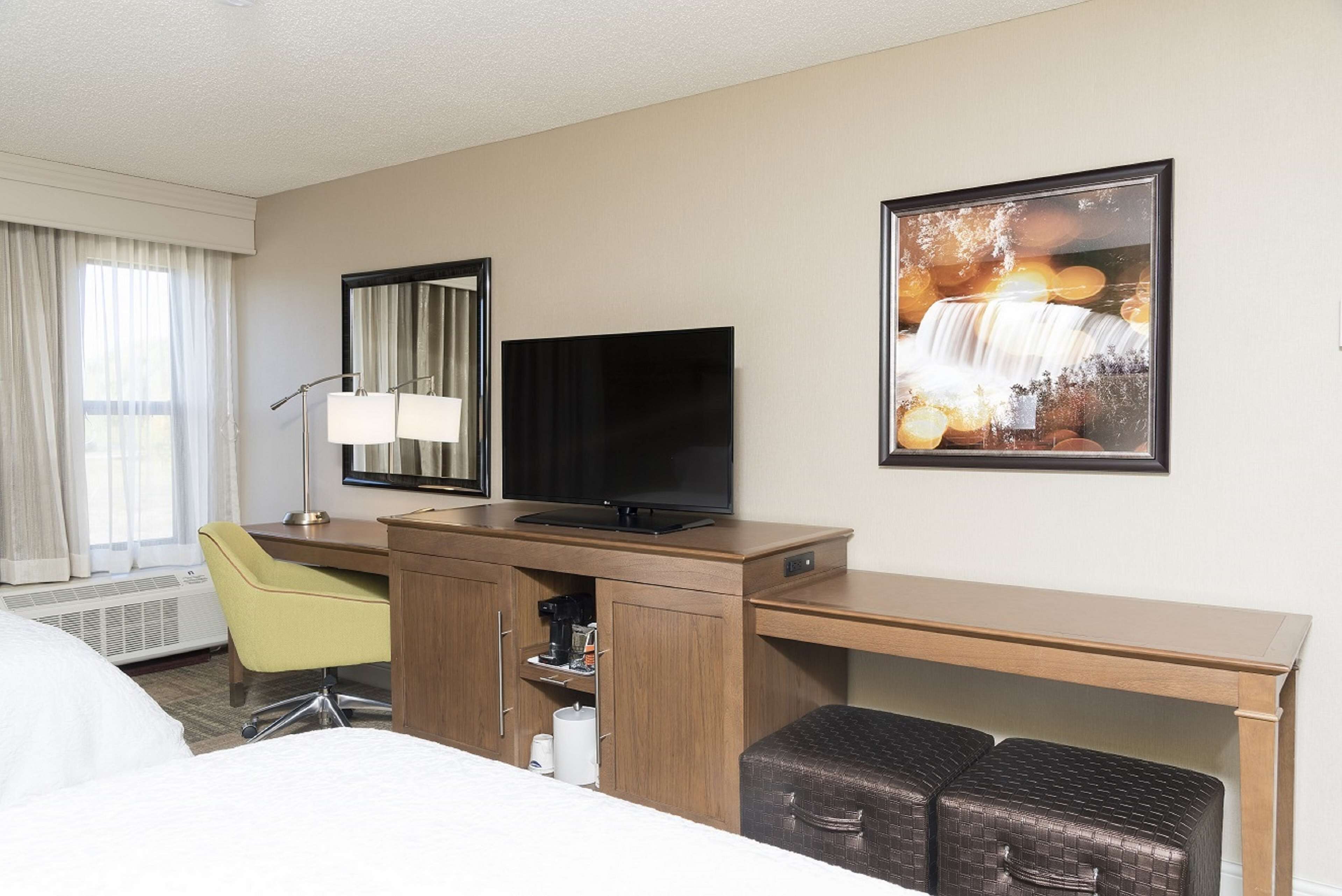 room, 2 queen beds, refrigerator | desk, laptop workspace, blackout curtains, iron/ironing board