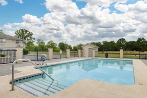 Outdoor pool, pool loungers