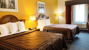 Desk, free WiFi, bed sheets, alarm clocks