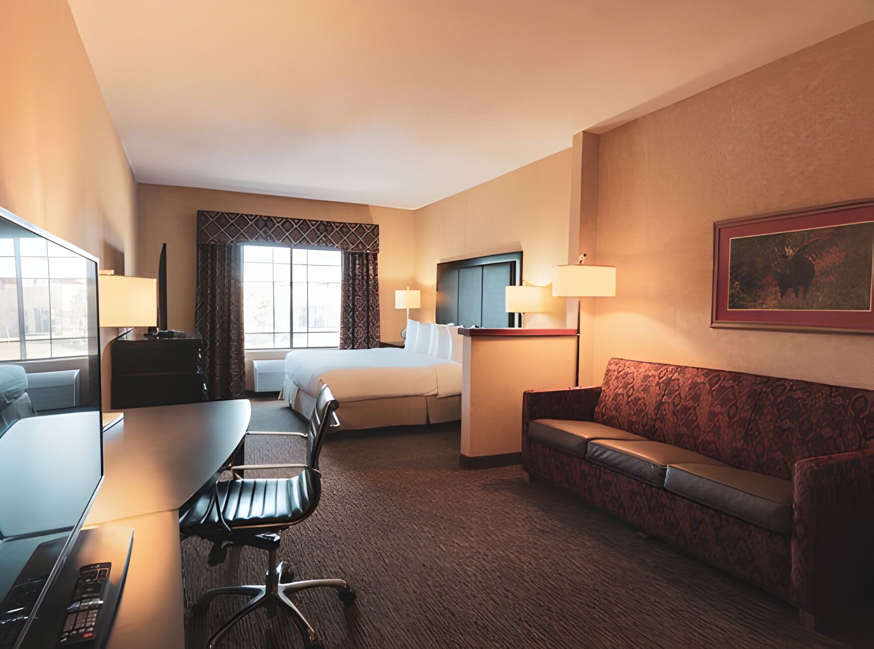 Skrivebord, skrivebord for bærbar PC og blendingsgardiner