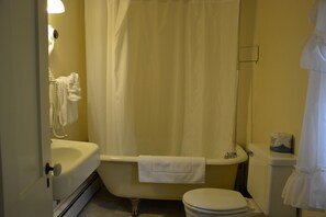 Combined shower/bathtub, free toiletries, hair dryer, towels