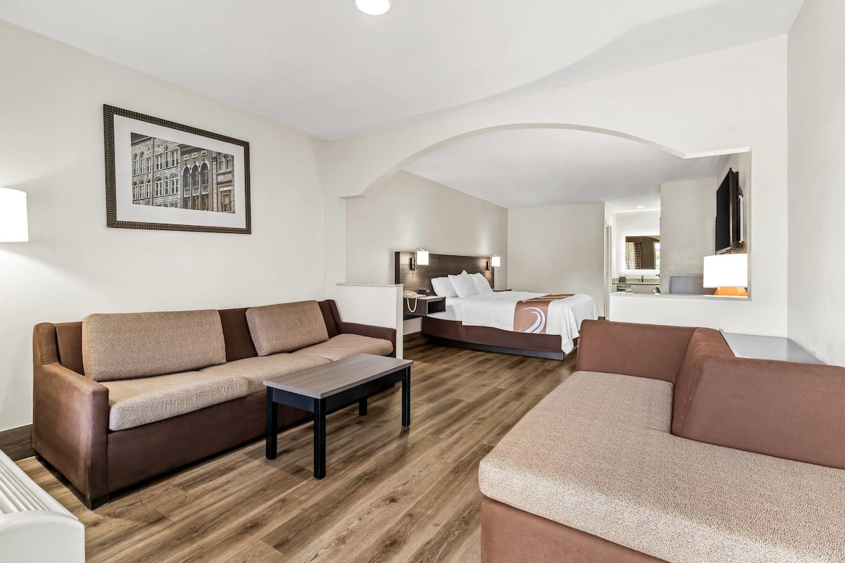 Suite, 1 King Bed, Non Smoking | Premium bedding, desk, blackout drapes, iron/ironing board