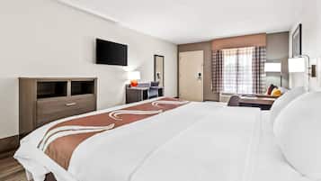Premium bedding, desk, blackout drapes, iron/ironing board