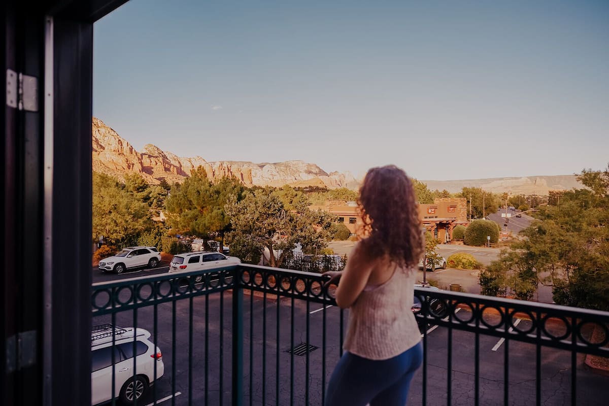 Deluxe-Zimmer, 1 King-Bett, Kamin, Bergblick | Blick auf die Berge