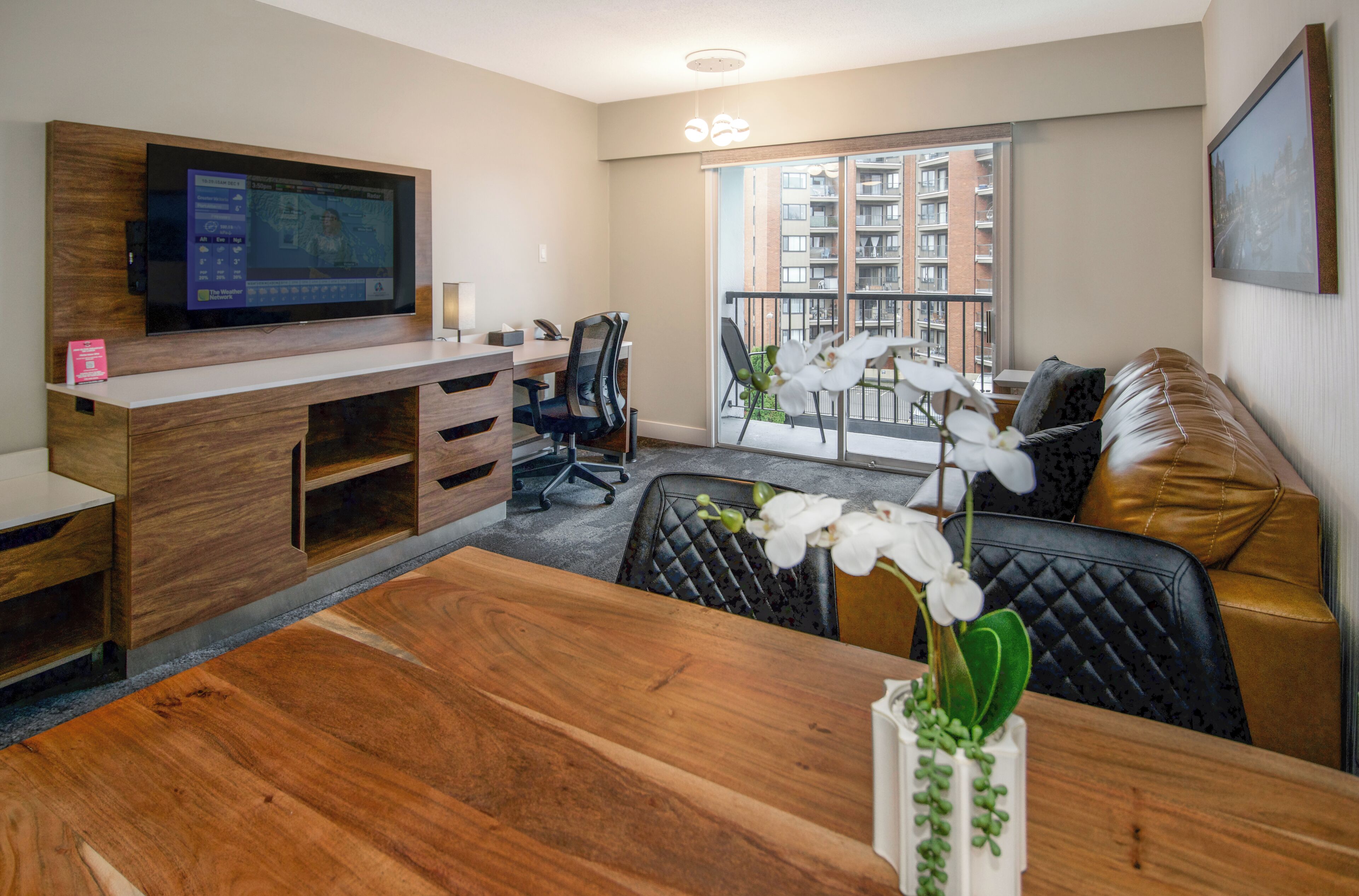 Suite, 2 Queen Beds, Non Smoking | Living area | 43-inch LCD TV with digital channels, TV