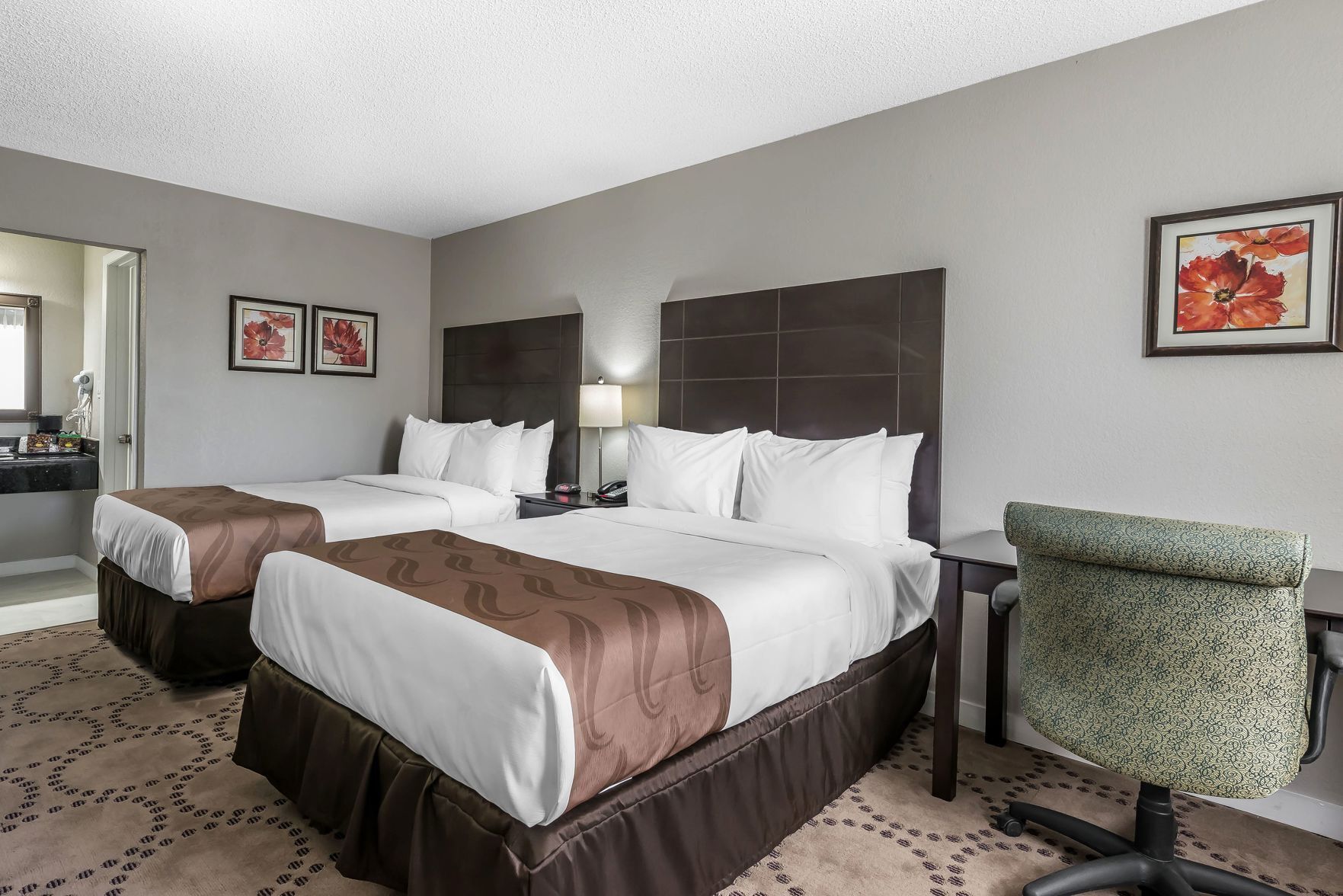 Hypo-allergenic bedding, pillow-top beds, individually furnished, desk