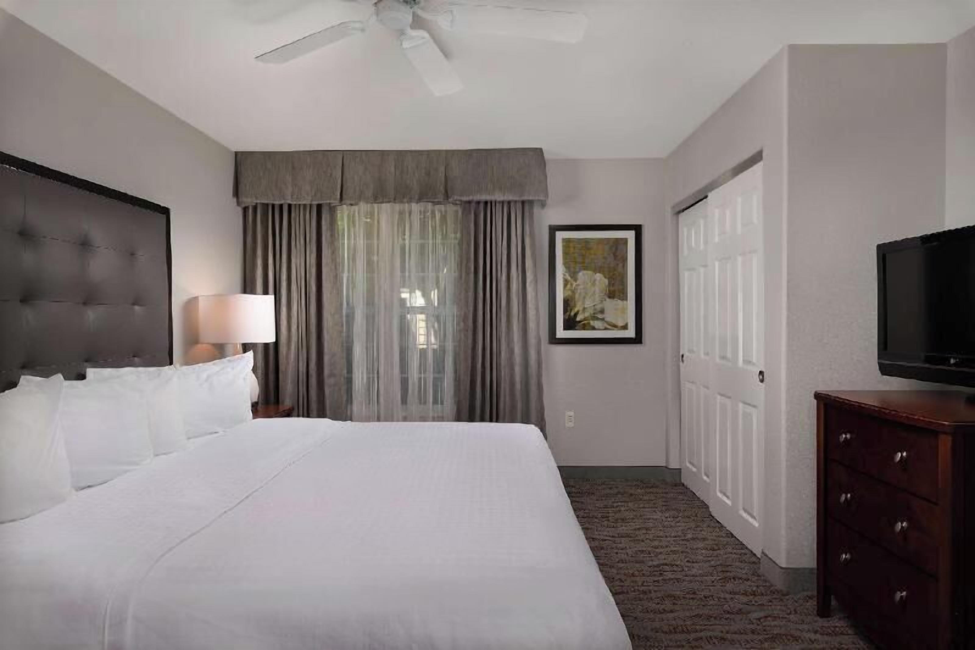 1 bedroom, laptop workspace, blackout drapes, iron/ironing board