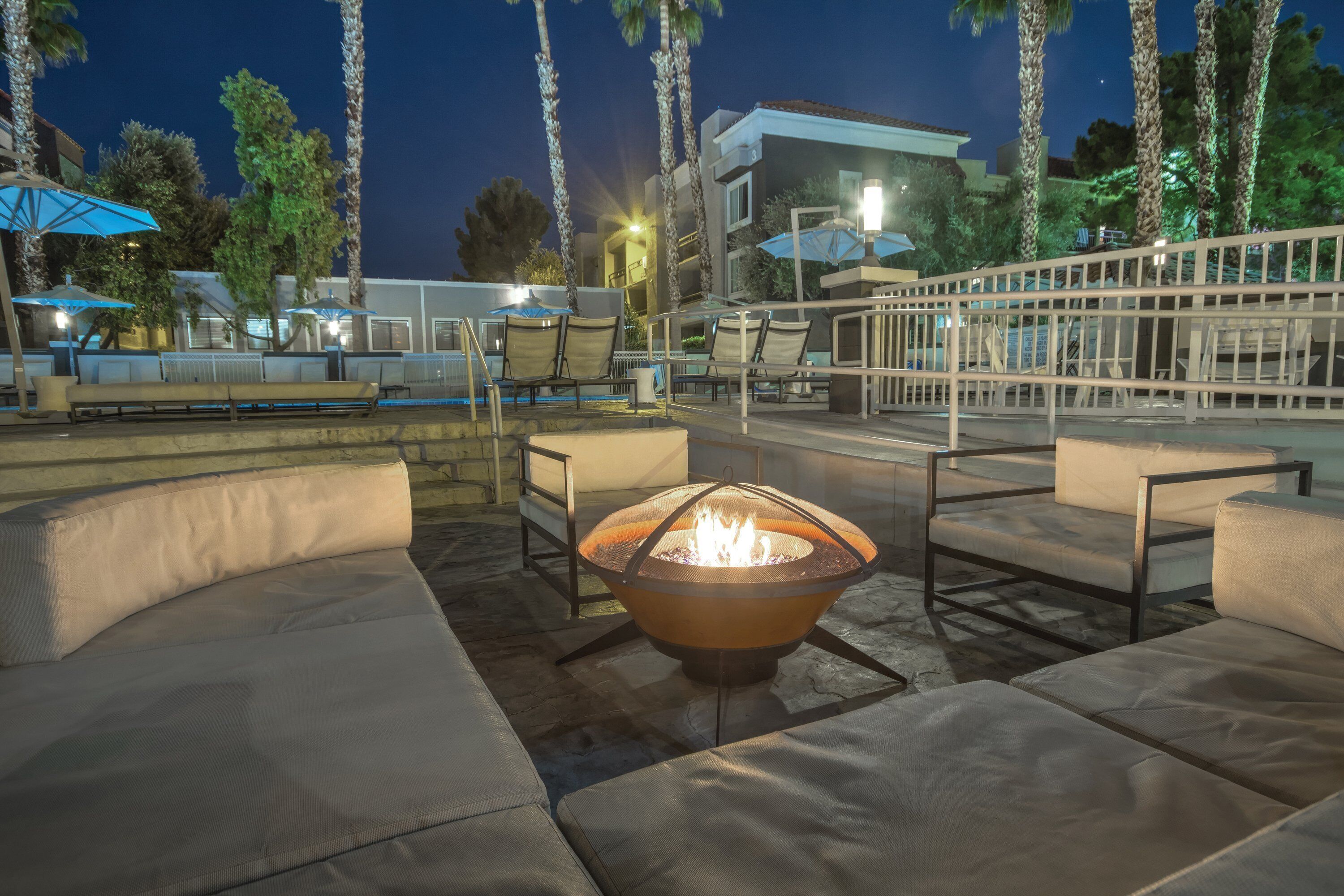 outdoor pool, pool loungers