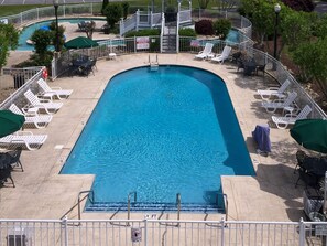 Indoor pool, seasonal outdoor pool, open open 24 hours, pool umbrellas