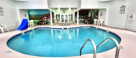 Indoor pool, seasonal outdoor pool, open open 24 hours, pool umbrellas