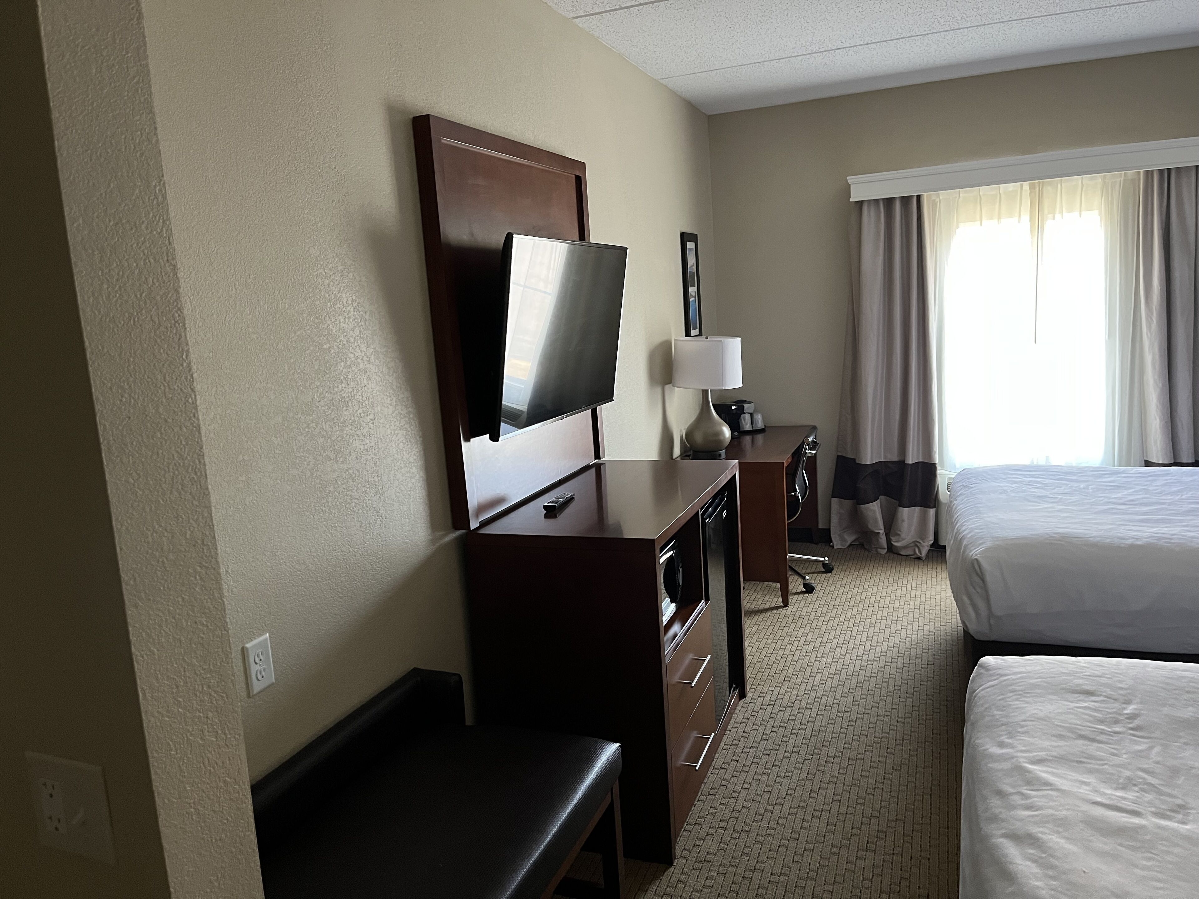 room, 2 queen beds, non smoking | desk, laptop workspace, blackout curtains, iron/ironing board