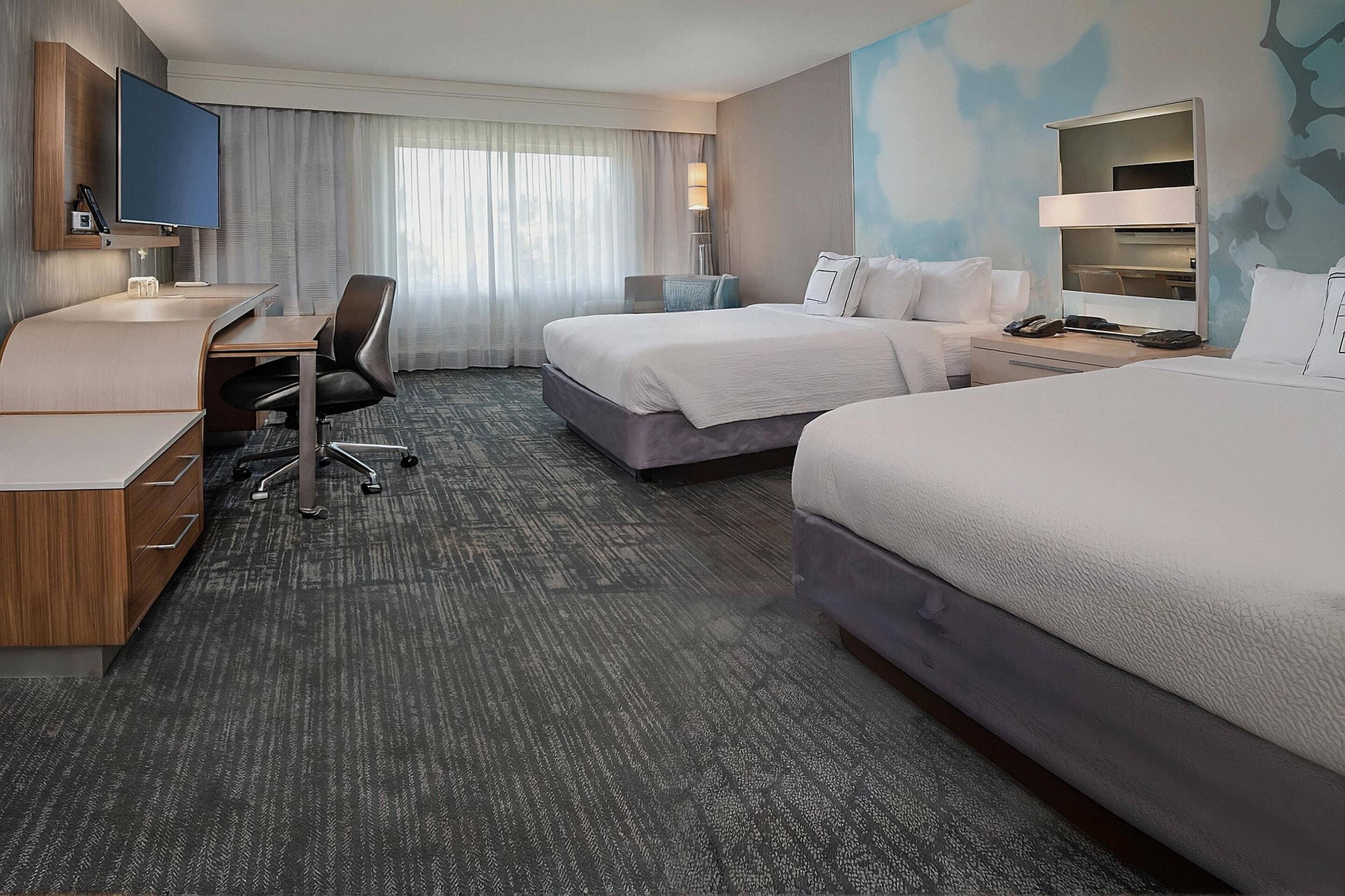 Egyptian cotton sheets, premium bedding, desk, laptop workspace