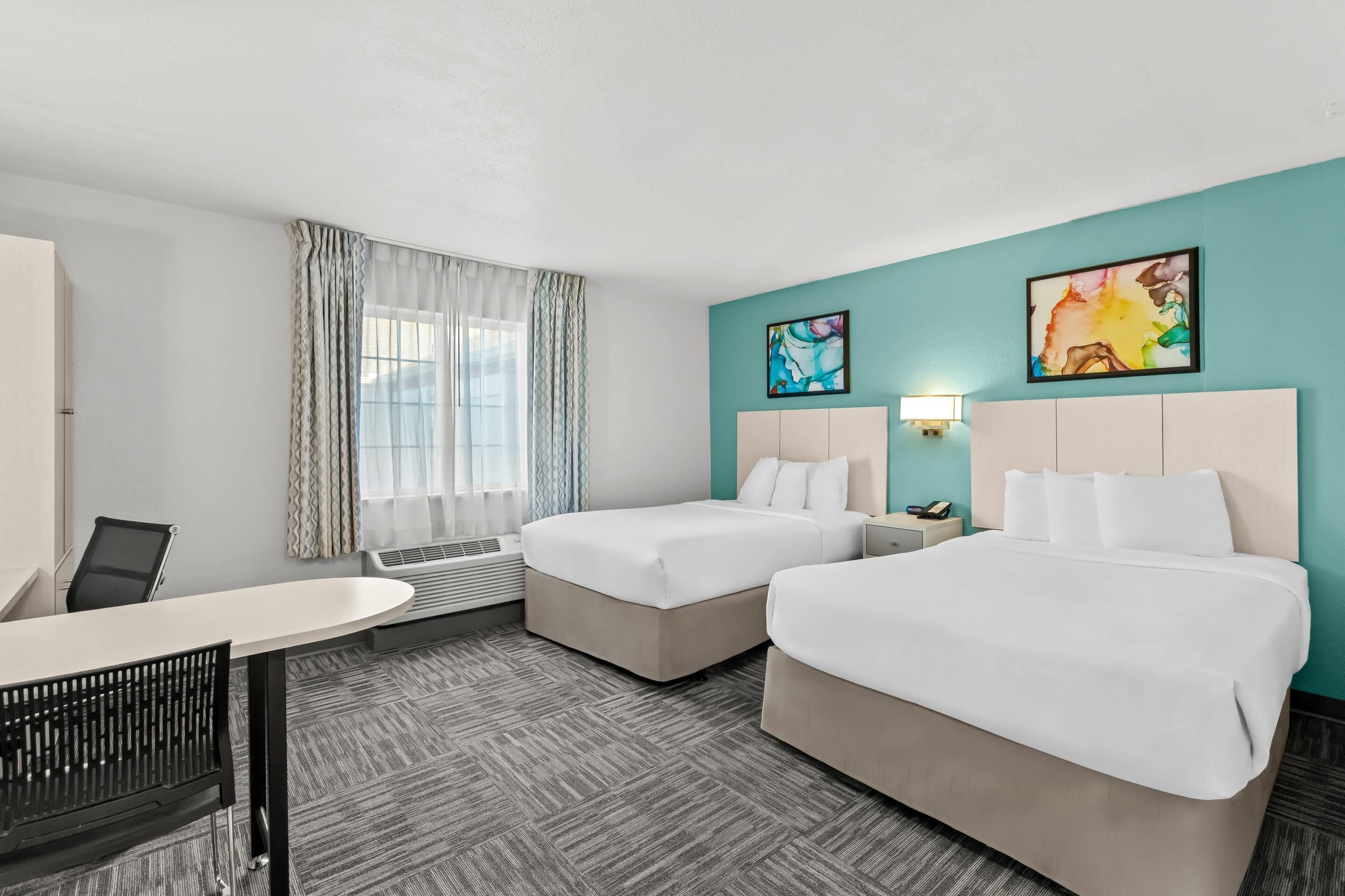 Room, 2 Double Beds, Non Smoking | Desk, blackout drapes, iron/ironing board, free cribs/infant beds