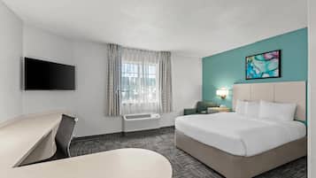 Desk, blackout curtains, iron/ironing board, free cots/infant beds