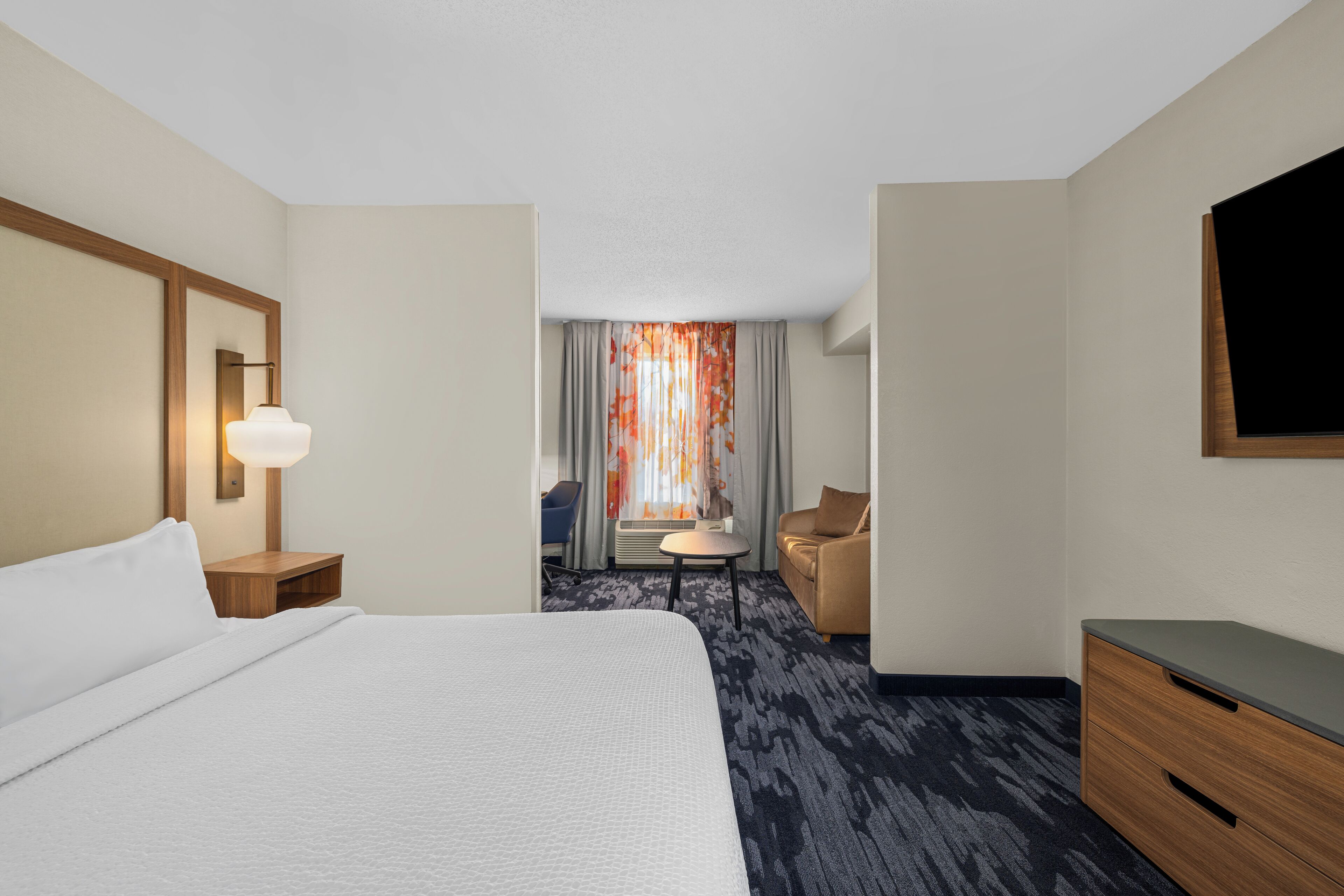 Premium bedding, desk, blackout curtains, iron/ironing board