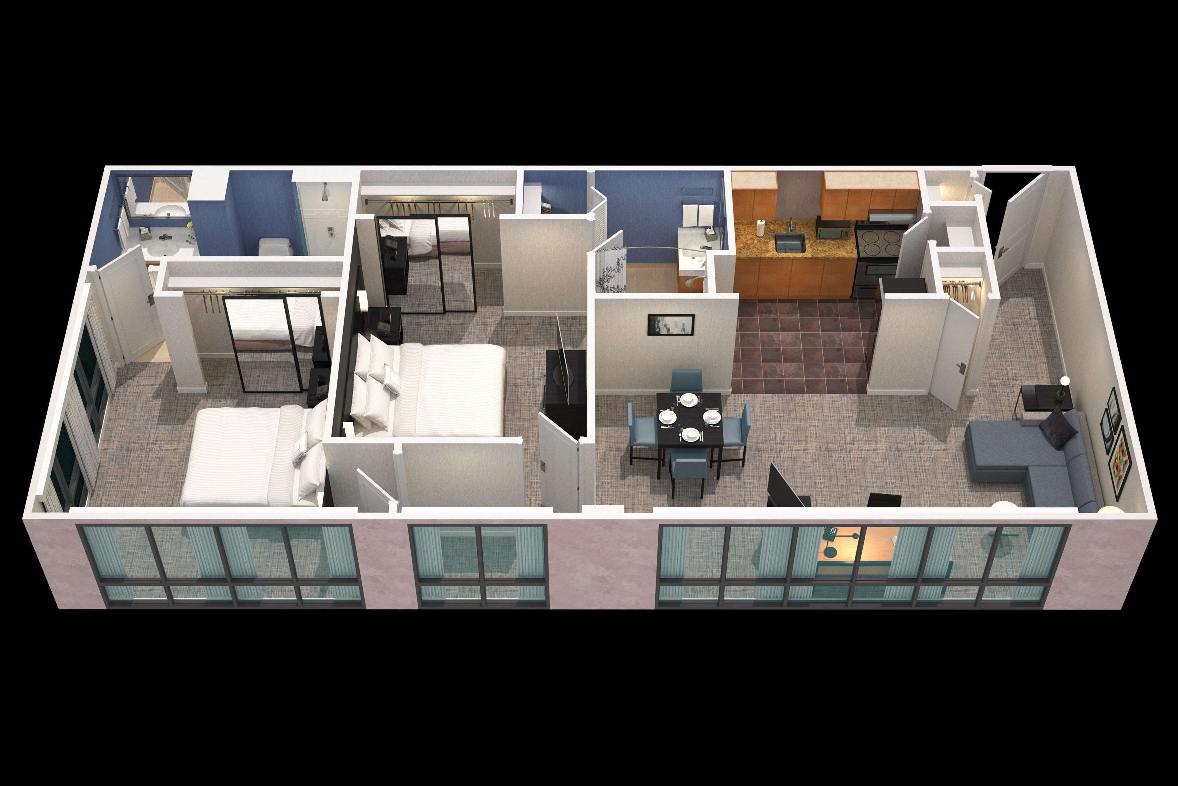 1 bedroom, egyptian cotton sheets, premium bedding, desk