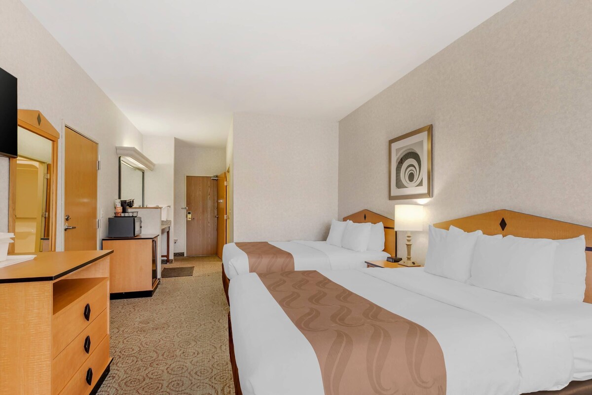 Standard Room, 2 Queen Beds, Accessible, Non Smoking (Wheelchair Accessible) | Desk, laptop workspace, blackout drapes, iron/ironing board
