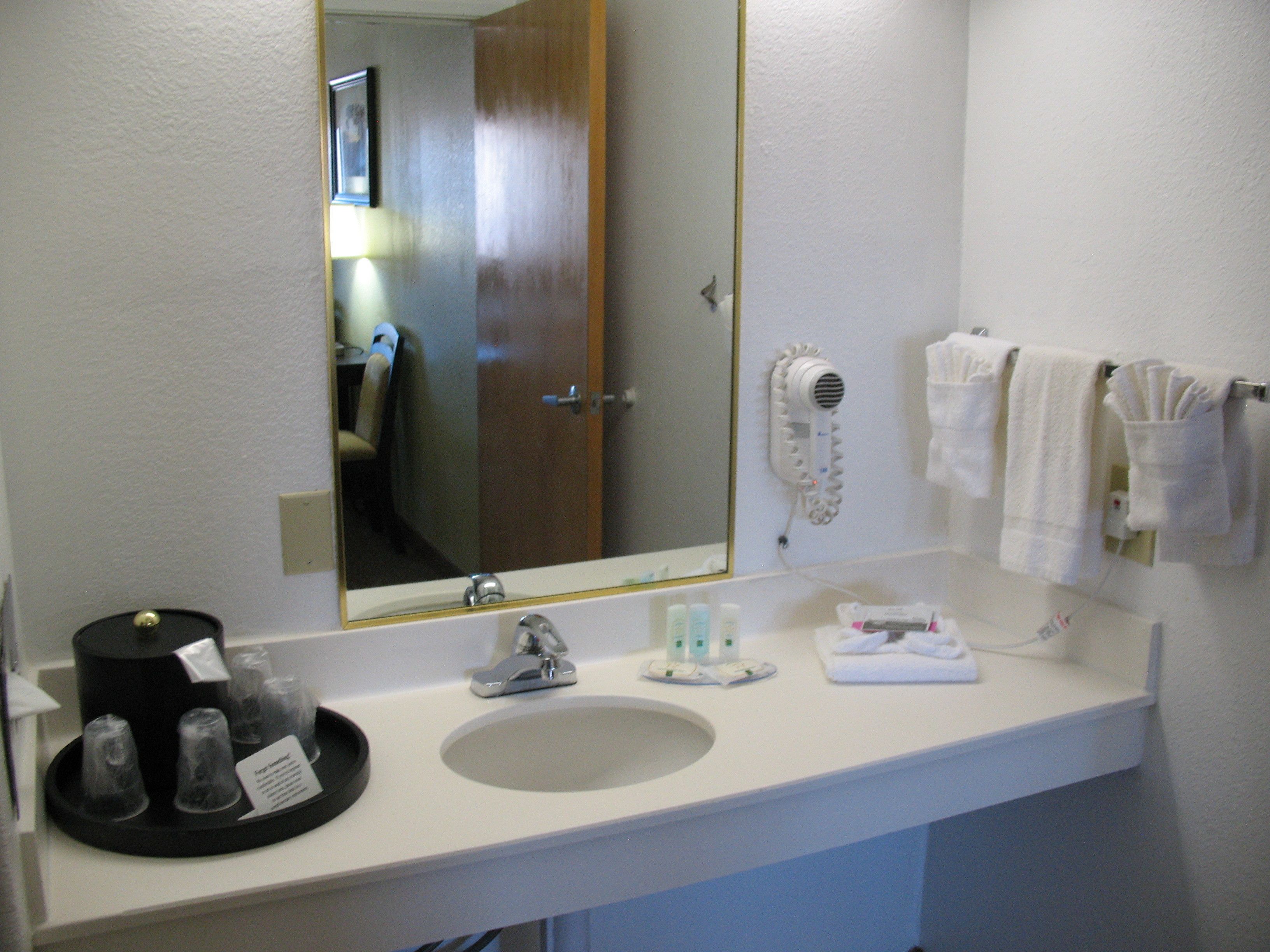Deep soaking tub, rainfall showerhead, free toiletries, hair dryer