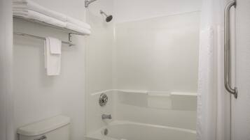 Deep soaking tub, rainfall showerhead, free toiletries, hair dryer