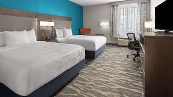 Room, 2 Queen Beds, Non Smoking | Pillowtop beds, desk, blackout drapes, iron/ironing board