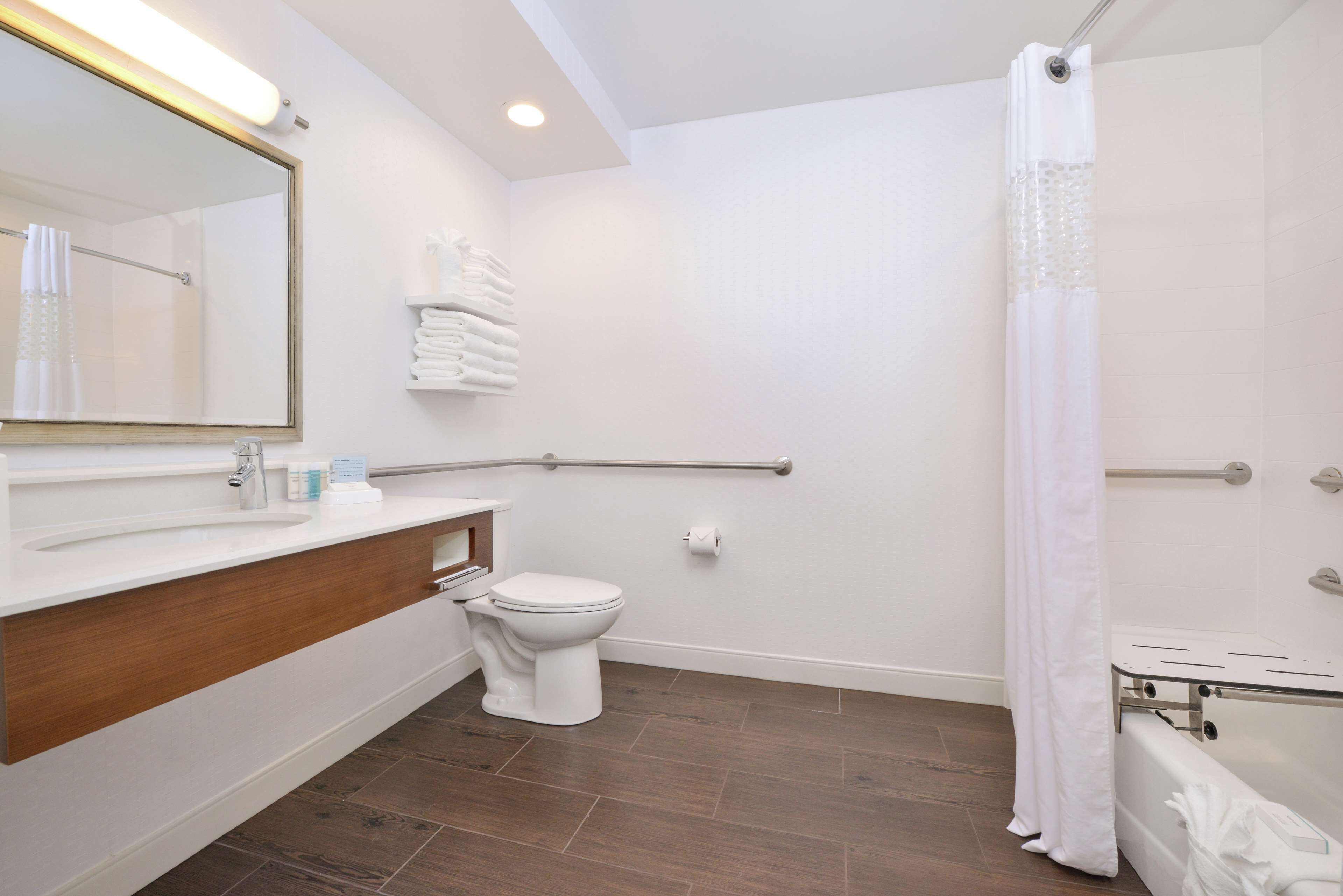 room, 1 king bed, accessible, bathtub (mobility & hearing) | bathroom | hair dryer, towels