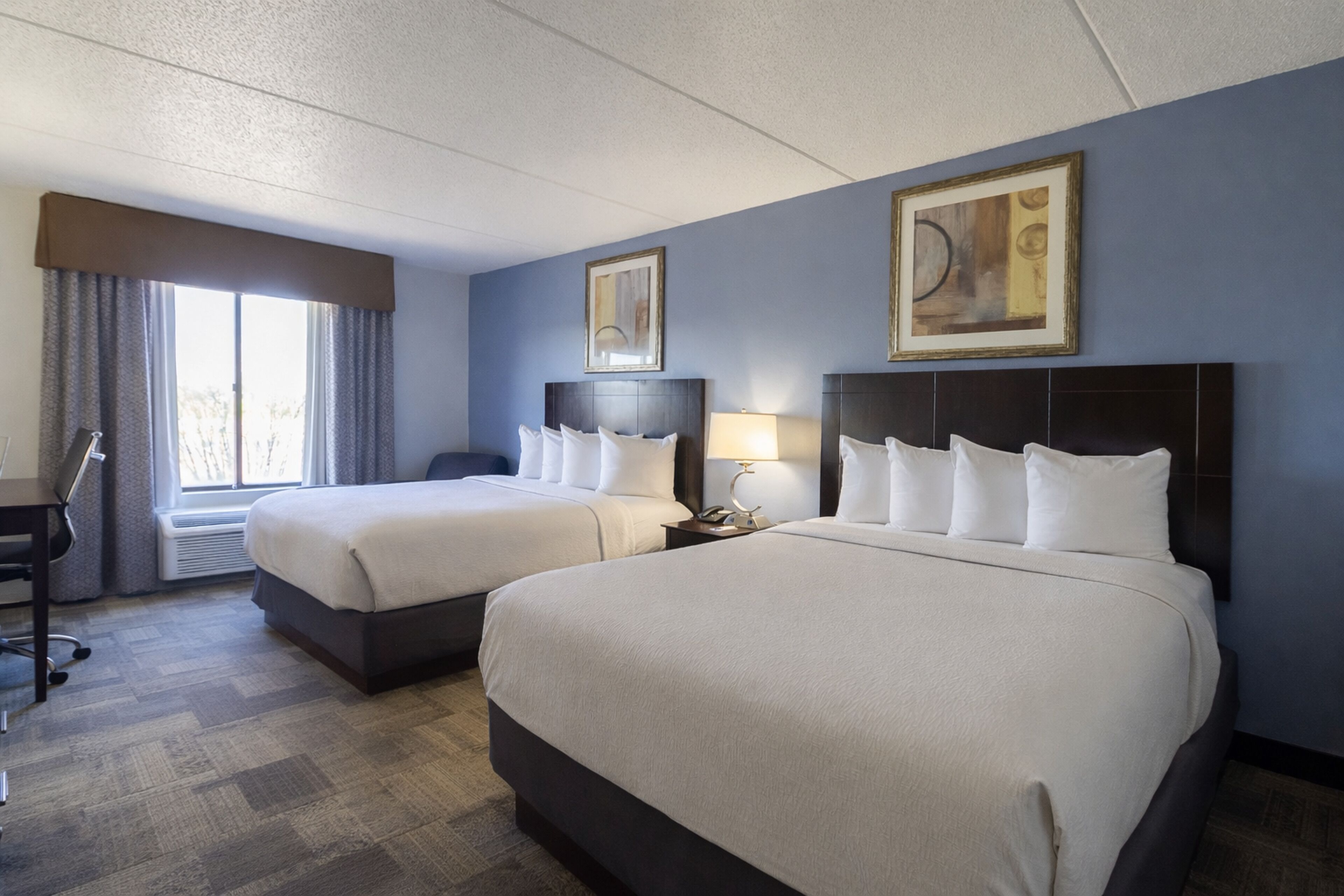 Desk, blackout curtains, iron/ironing board, free WiFi