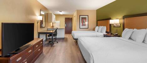 Studio, 2 Double Beds, Non Smoking | Desk, blackout curtains, iron/ironing board, free WiFi