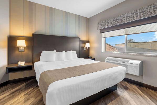 Standard Room, 1 King Bed, Non Smoking, Kitchenette (Walk-in Shower;with Sofabed) | Hypo-allergenic bedding, in-room safe, desk, laptop workspace
