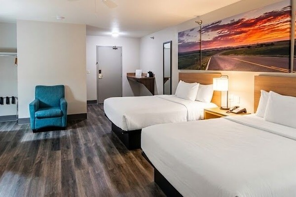 Standard Room, 2 Queen Beds | Desk, blackout drapes, iron/ironing board, free WiFi