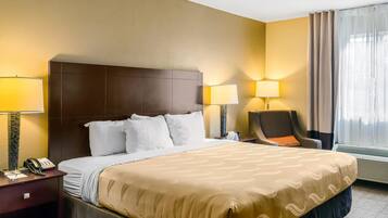 Premium bedding, desk, soundproofing, iron/ironing board