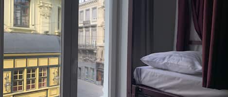 Desk, blackout curtains, free WiFi, bed sheets